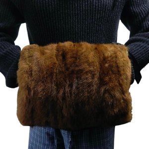 Antique Fur Muff | Glamorous Vintage Outerwear | 1930s Black Ruched Hand Warmer